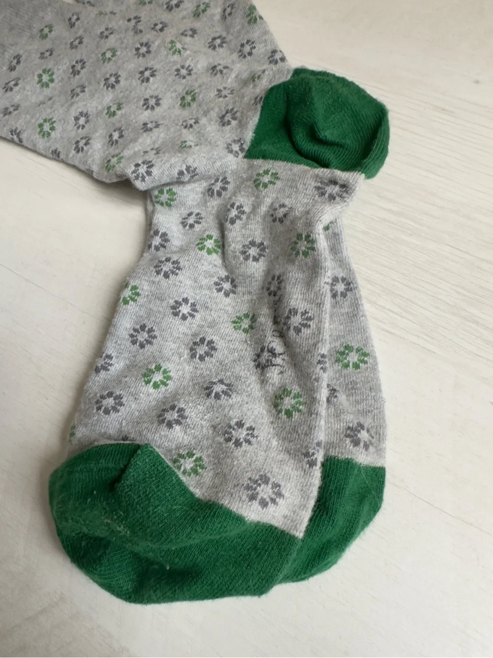 J.Crew Grey Socks with Green/gray flower design like New